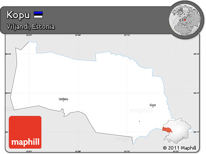 Silver Style Simple Map of Kopu, single color outside