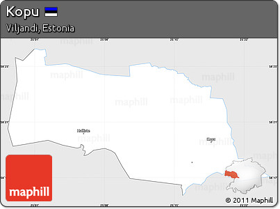 Silver Style Simple Map of Kopu, single color outside