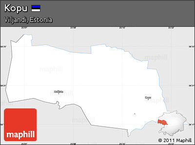 Silver Style Simple Map of Kopu, single color outside