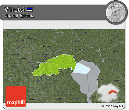 Physical 3D Map of Viiratsi, darken, semi-desaturated