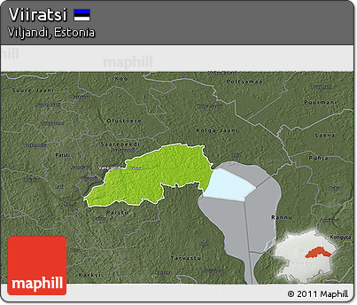 Physical 3D Map of Viiratsi, darken, semi-desaturated