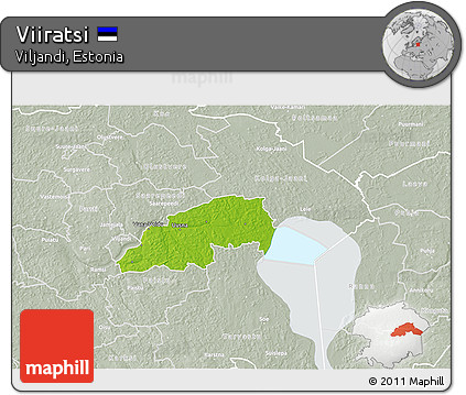 Physical 3D Map of Viiratsi, lighten, semi-desaturated