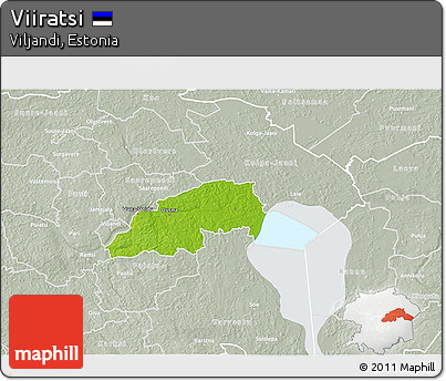 Physical 3D Map of Viiratsi, lighten, semi-desaturated