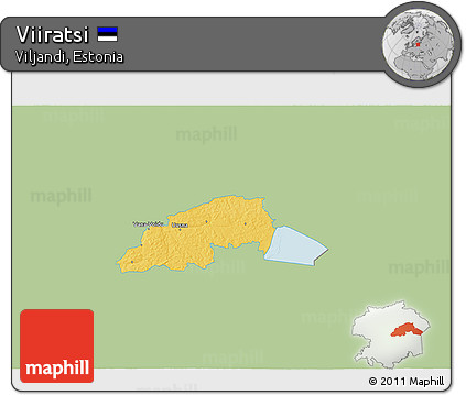 Savanna Style 3D Map of Viiratsi, single color outside