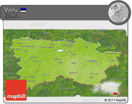 Physical 3D Map of Voru, satellite outside