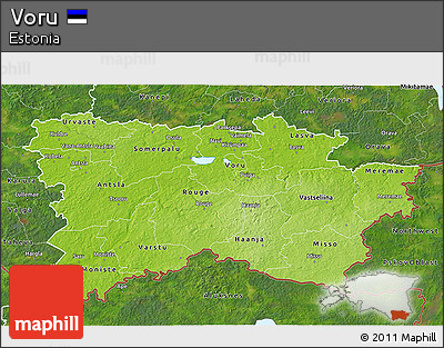 Physical 3D Map of Voru, satellite outside