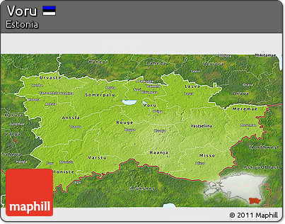 Physical 3D Map of Voru, satellite outside