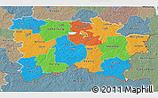 Political 3D Map of Voru, semi-desaturated