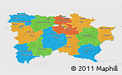 Political 3D Map of Voru, single color outside