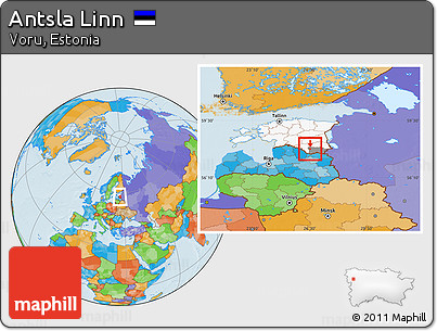 Political Location Map of Antsla Linn, highlighted country, highlighted parent region