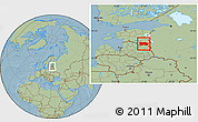 Savanna Style Location Map of Voru, hill shading