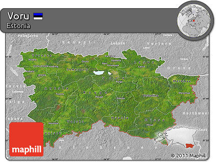 Satellite Map of Voru, lighten, desaturated