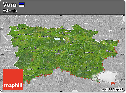 Satellite Map of Voru, lighten, desaturated