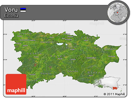 Satellite Map of Voru, single color outside