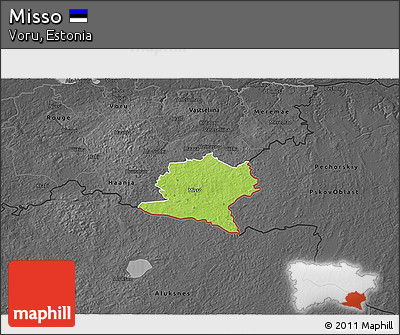 Physical 3D Map of Misso, darken, desaturated
