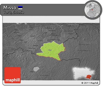 Physical 3D Map of Misso, darken, desaturated