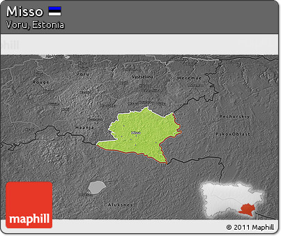 Physical 3D Map of Misso, darken, desaturated