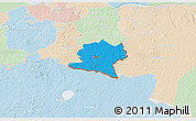 Political 3D Map of Misso, lighten