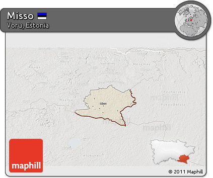 Shaded Relief 3D Map of Misso, lighten, semi-desaturated
