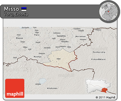 Shaded Relief 3D Map of Misso, semi-desaturated