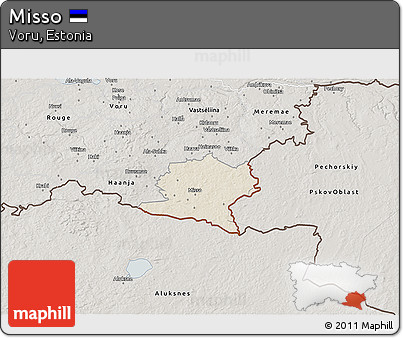 Shaded Relief 3D Map of Misso, semi-desaturated
