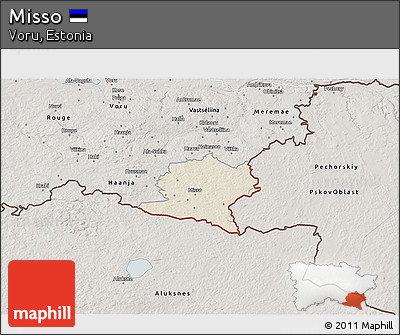 Shaded Relief 3D Map of Misso, semi-desaturated
