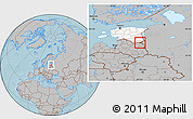 Gray Location Map of Misso, highlighted country, hill shading