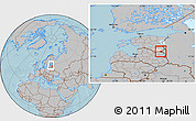 Gray Location Map of Misso, highlighted parent region, within the entire country, hill shading