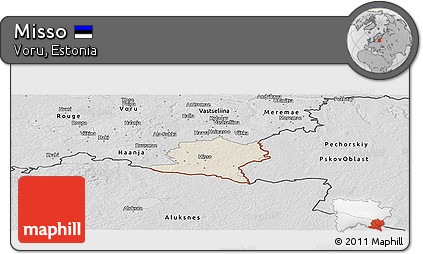 Shaded Relief Panoramic Map of Misso, desaturated