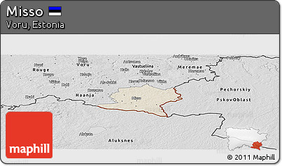 Shaded Relief Panoramic Map of Misso, desaturated