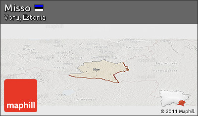 Shaded Relief Panoramic Map of Misso, lighten, semi-desaturated