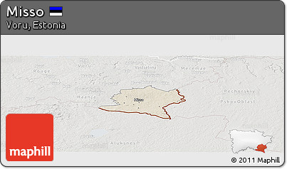 Shaded Relief Panoramic Map of Misso, lighten, semi-desaturated