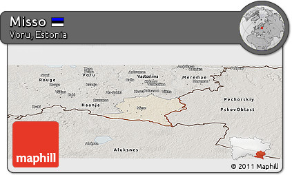 Shaded Relief Panoramic Map of Misso, semi-desaturated