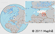 Gray Location Map of Moniste, highlighted country, highlighted parent region, within the entire country