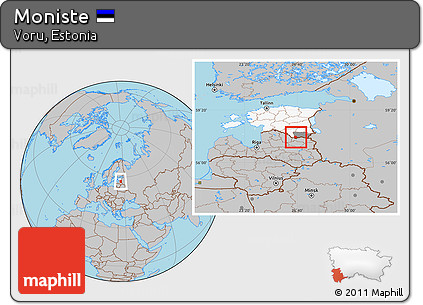Gray Location Map of Moniste, highlighted country, highlighted parent region
