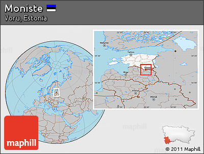 Gray Location Map of Moniste, highlighted country, highlighted parent region