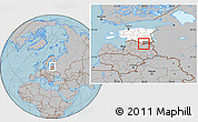 Gray Location Map of Moniste, highlighted country, highlighted parent region, hill shading