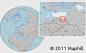Gray Location Map of Moniste, highlighted country, hill shading