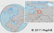 Gray Location Map of Moniste, highlighted parent region, hill shading