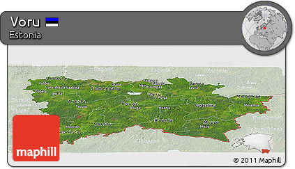 Satellite Panoramic Map of Voru, lighten