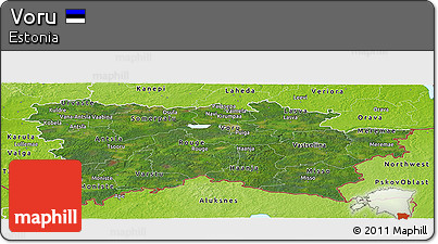 Satellite Panoramic Map of Voru, physical outside