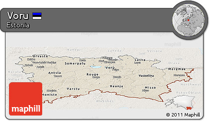 Shaded Relief Panoramic Map of Voru, lighten