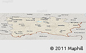 Shaded Relief Panoramic Map of Voru, semi-desaturated