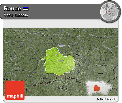 Physical 3D Map of Rouge, darken, semi-desaturated