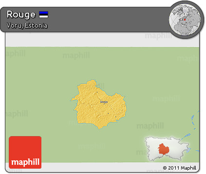 Savanna Style 3D Map of Rouge, single color outside