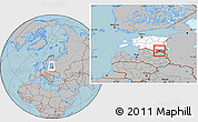 Gray Location Map of Rouge, highlighted country, highlighted parent region, within the entire country, hill shading