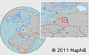 Gray Location Map of Rouge, hill shading