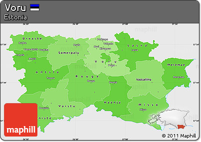 Political Shades Simple Map of Voru, single color outside