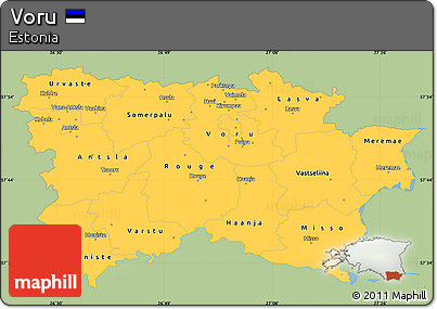 Savanna Style Simple Map of Voru, single color outside