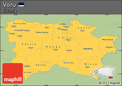 Savanna Style Simple Map of Voru, single color outside